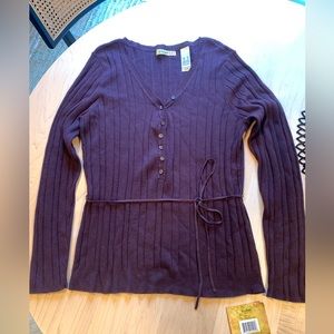 NWT Stamp 10 henley sweater with tie belt XL